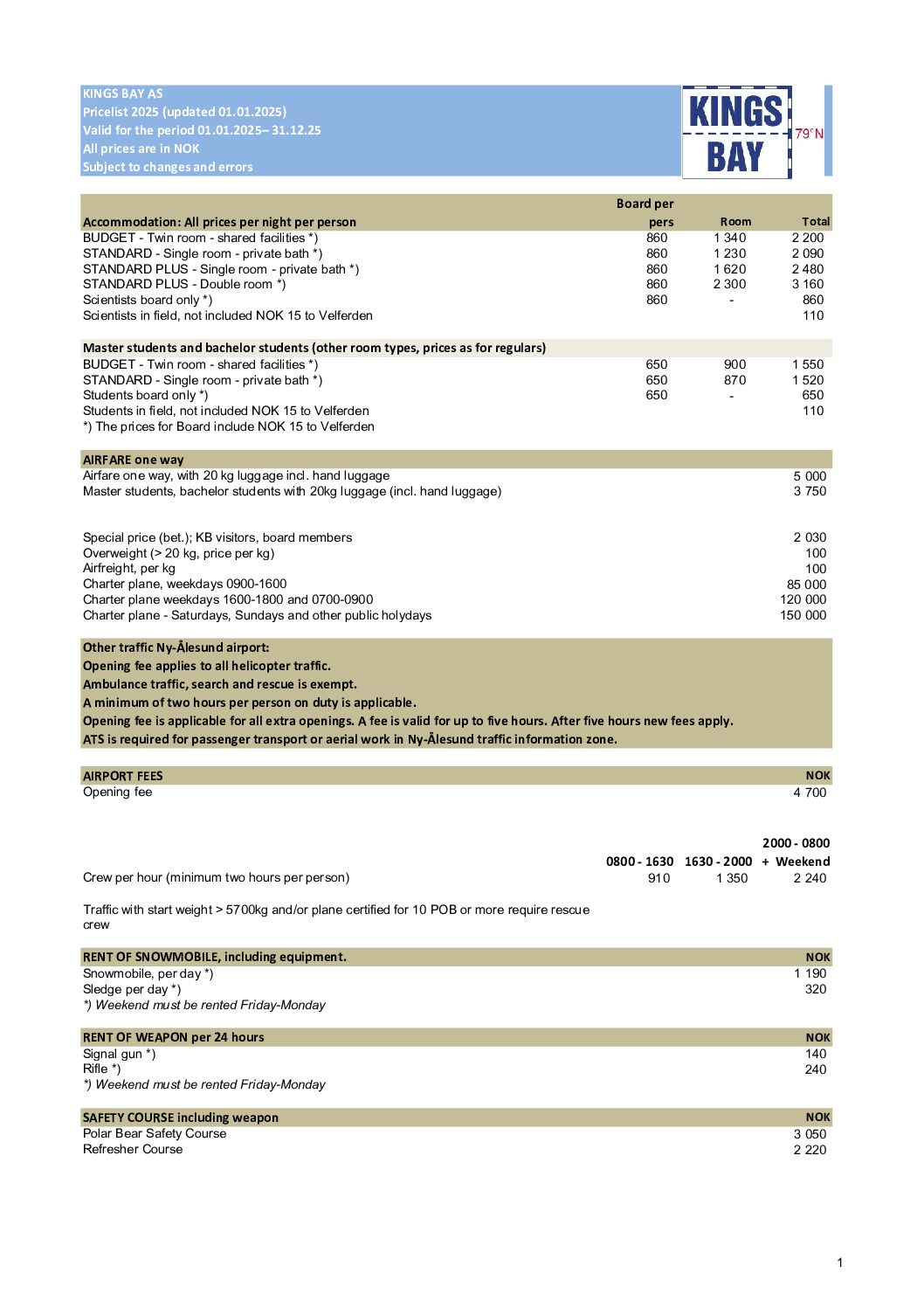 Prisliste side 1 Prisliste side 1 pdf